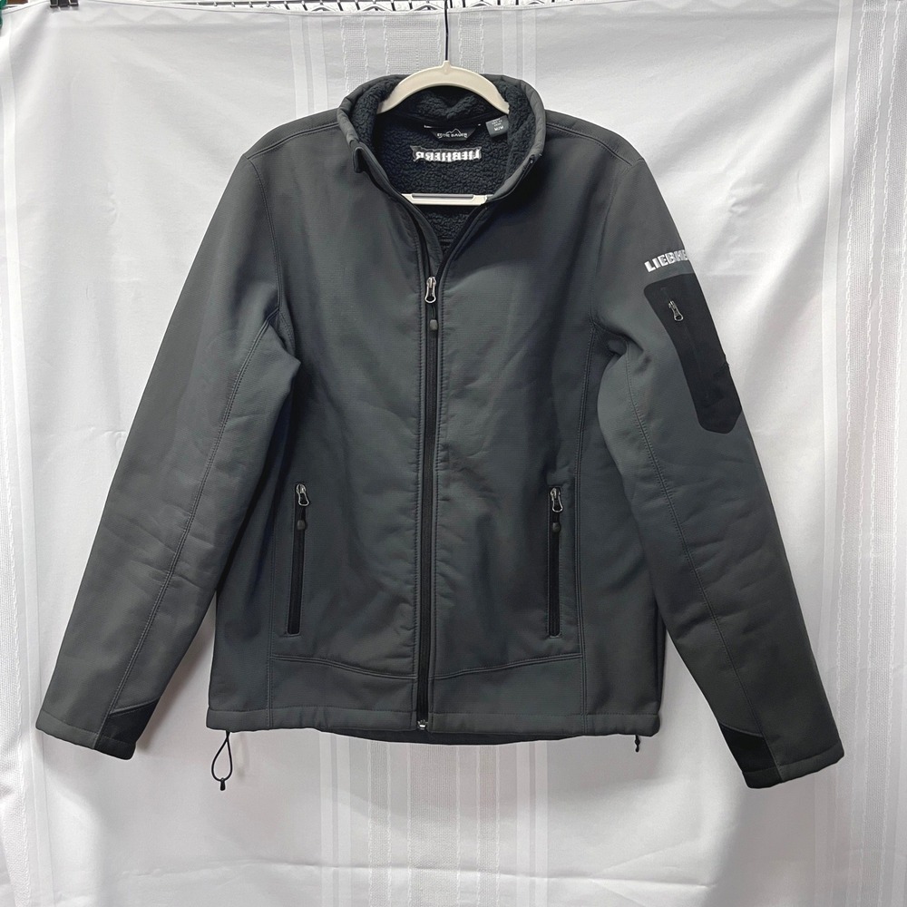 Liebherr Equip Eddie Bauer Mens Gray Sherpa Lined Softshell Jacket Logo Medium
